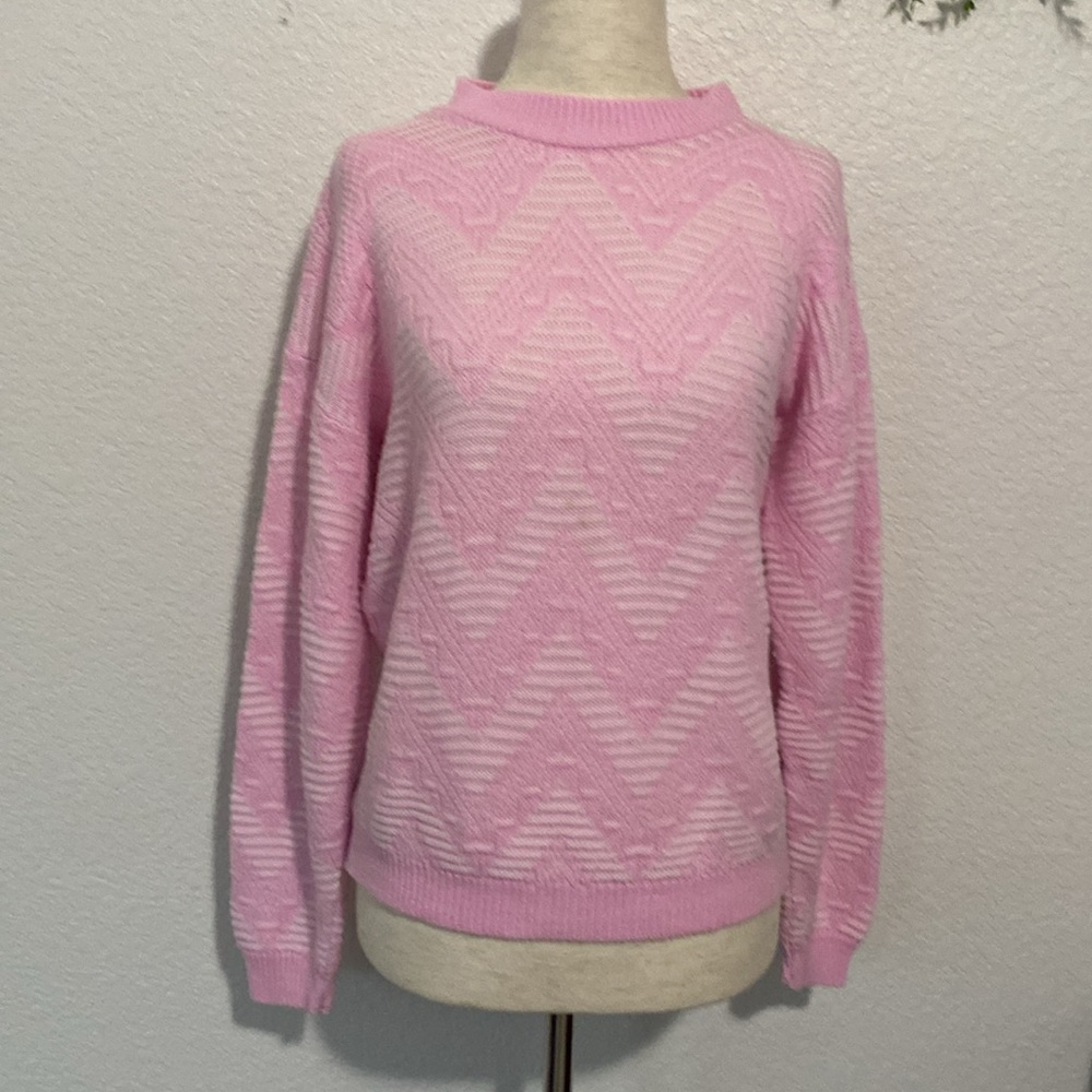 Vintage Glamour Knit Pink Crew Neck Pullover Sweater